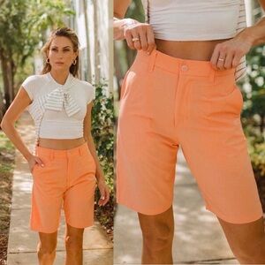 Albion Peach-Orange High-Waist Tailored Women's Shorts